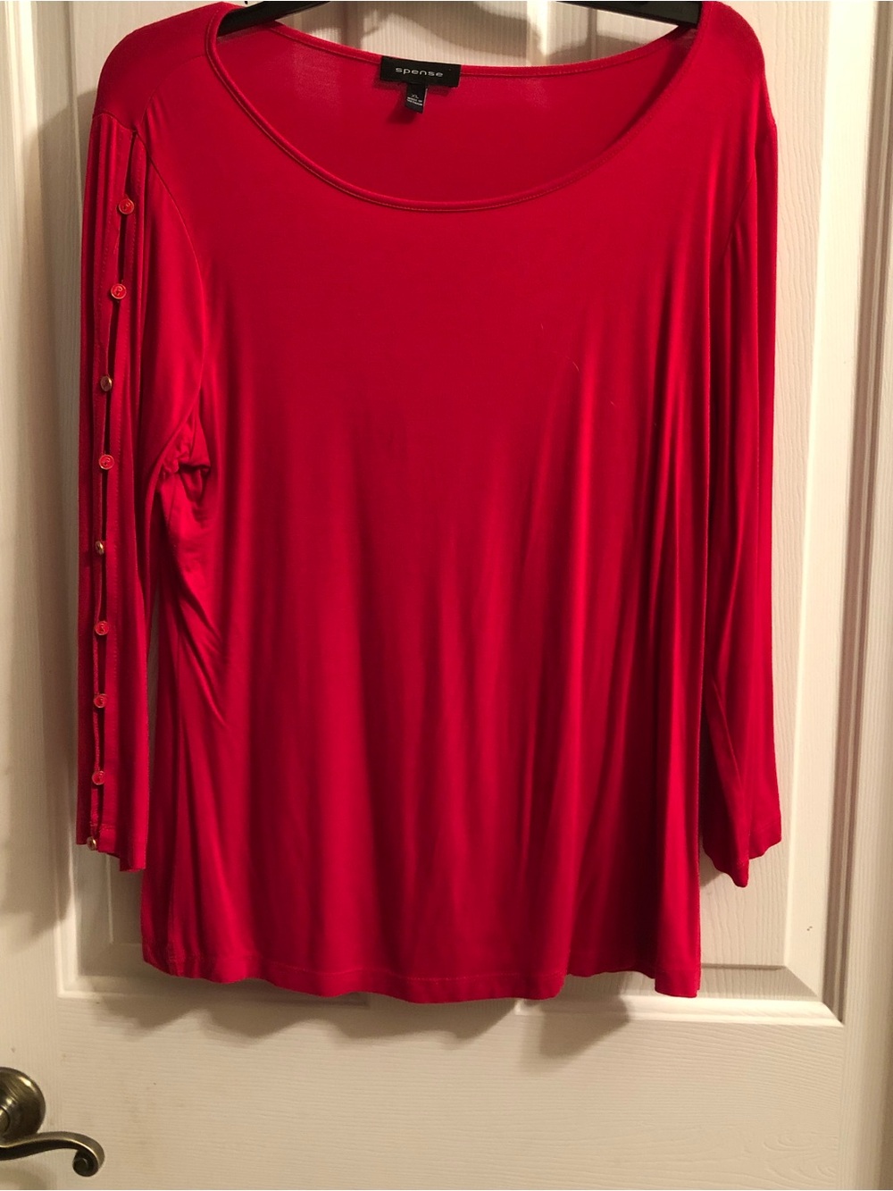 Spense Red Button-Sleeve Women's Top XL